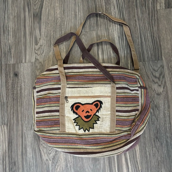 Grateful Dead Handbags - Grateful Dead Hand Embroidered Dancing Bear Gheri Duffel Bag
